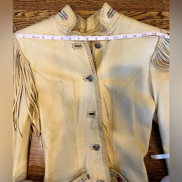 Ren Ellis Southwest Beaded Women Leather Jacket with Fringe - Picture 7 of 12